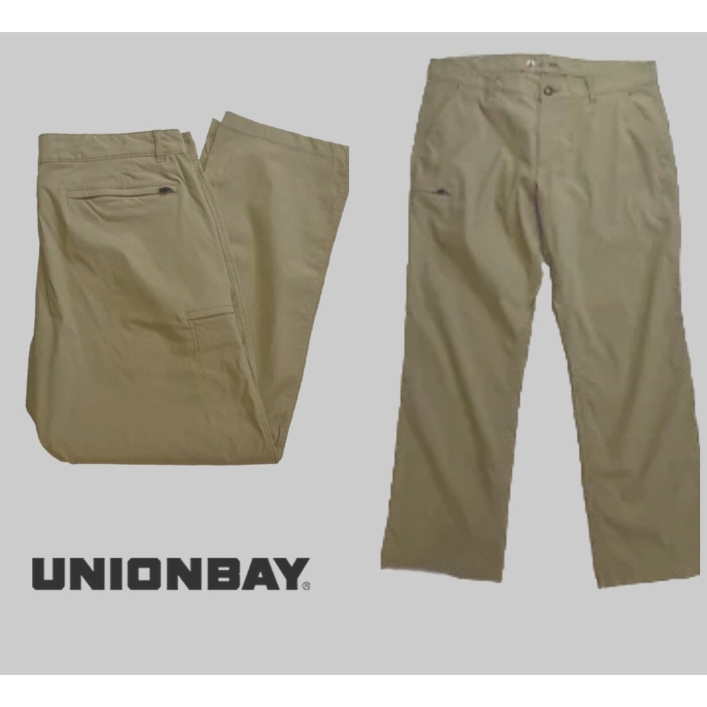 UB Tech Pants - Men's 38x32 - Classic Fit Khaki Tan Beige - Button - Zip - Nylon